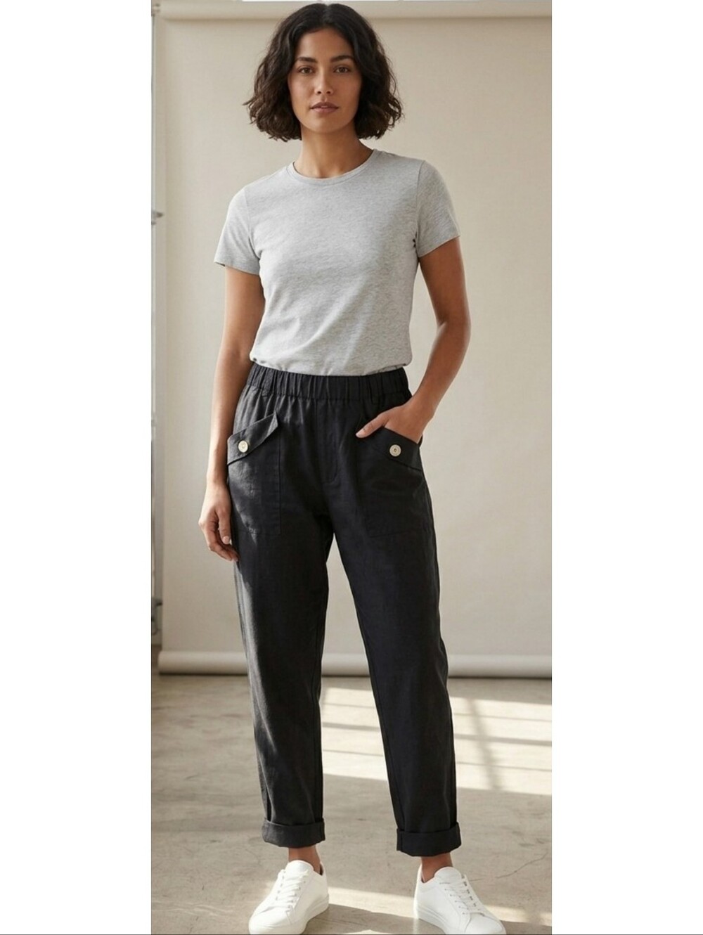 Ann Taylor Cuffed Cargo Pants Black Size OP